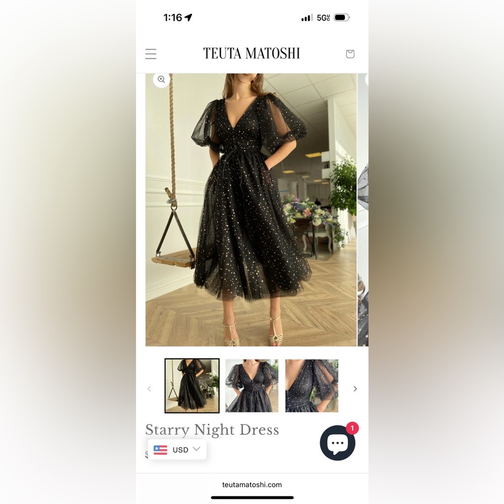 Teuta Matoshi black starry night dress